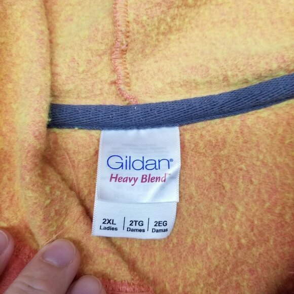 ✅Yellowstone National Park Moose Graphic Print Orange GILDAN Full Zip Hoodie 2XL - Picture 2 of 10